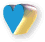 Animated heart-shaped icon with blue and gold color transitions