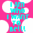 Pixelated cyan text on bright pink background with white cloud shapes, reading "I AM WHO I WANT TO BE!!!" in a bold blocky font.
