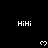 Black background with white 'HiHi' text and pixelated heart symbols arranged in a pattern