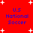 Red background with white starbursts and blue text reading "U.S National Soccer" in two identical vertical