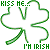 Static pixel art icon featuring green text and a shamrock outline on white background with visible dithering and anti-aliasing.