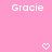 Pink background with two white pixelated 'Gracie' text labels and two white pixelated heart symbols at bottom.