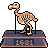 Pixel art of a stylized bird-like creature standing on a platform with the number 1681 displayed below it.