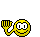 A contact sheet of 7 animated frames showing a yellow cartoon character with wide eyes and a smile, holding up a hand gesture while displaying an "I ❤️ U" speech bubble in various positions across the grid.