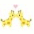 Two yellow giraffes with brown spots face each other, necks curved into an arch shape beneath a pink heart symbol on white background.