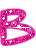 Three pink glittery letter B shapes with white sparkles on a gray background, showing animation frames.