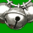 Animated silver bells with black clappers on green background, showing sequential rotation from left to right across frames.