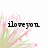 Pixelated pink and green floral burst with black text 'iloveyou' on white background, transitioning to partial view.