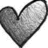 Three grayscale heart-shaped icons with black outlines, each showing a different shading pattern on the left and right halves.