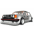 Animated sequence of a silver sedan with red trim rotating clockwise on white background, showing front to rear views.
