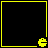 Four black squares with yellow borders, each containing a yellow Pac-Man character in different orientations, arranged in a on a black background