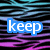 Pixelated text 'keep the peace!' with a heart symbol on a striped background, transitioning to a gray area.