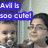 Two pixelated faces with blue text overlays reading 'AM b' and 'too cute!' against a light background.