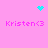 Pink background with cyan pixel art icons and pink text reading 'Kristen<3' in four quadrants.