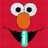Red background with large white eyes, orange nose, and black mouth; green 'i' in center; purple 'love' text below heart outline.