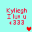 Pixelated red text reads "Kyliegh I luv u <333" on cyan background with heart symbols changing color across frames.