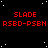 Red text on black background with white dots, displaying 'SLADE' and 'RSBD-PSBN' repeated in a pattern across multiple