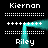 Pixelated digital artwork with repeating text and symbols, featuring cyan and white elements on a black background.