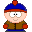 Pixelated character with blue hat, brown jacket, red gloves; facial expressions and mouth positions change across frames while arms shift between folded and extended poses.