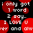 Red circular shapes with white text on a black background, repeating the phrase "i only got 1 word 2 say.. I LOVE U and alw" across multiple instances.