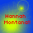 Blue background with yellow gradient center and red text reading 'Hannah Montana!!' in four showing animation changes
