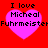 Four identical pink hearts on red background with text "I love Micheal Fuhrmeister" in black pixelated font, two of two