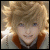 A character with tousled blonde hair and blue eyes wears a light-colored coat with brown collar, smiling in four