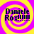 Four identical display 'Daniele Rox!!!!' text over yellow and purple spiral backgrounds with pixelated edges