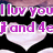 Purple text on black background with heart shapes and a small purple '<3' symbol.