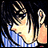 Pixelated anime-style character with dark hair and blue striped shirt, hand near face, next to text 'Anime IM' and 'com' on black background.