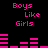 Pixelated pink text and audio visualizer bars on black background, with 'Boys Like Girls' repeated in two above and below the bars