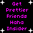 Black background with pink text reading 'Get Prettier Friends Haha Insider' and white star shapes scattered throughout.