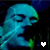 A 3x3 contact sheet of animated frames showing a person singing with blue lighting, heart icons changing between white and cyan, and text variations including "e", "ve", "dave", and "matthews" in cyan pixelated font.
