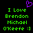 Pixelated green text on black background with purple heart symbol above, repeated twice in a