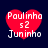 Four red heart-shaped icons with white text reading "Paulinha s2 Juninho" on a dark blue background, arranged in a