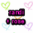 Pixelated text and heart symbols on a white background with a gray rectangle in the bottom right.