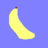 Pixelated yellow banana with brown tip on blue background, white text reading 'I'm Bananas For You!' in four lines.