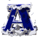 Animated sequence of a blue letter A with snow accumulation and melting