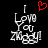 Pixelated text reads "I Love You Zingy!" with a red heart symbol above the text on a black background.
