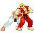 Pixel art animation of two martial artists in red and white uniforms performing a grappling move against a gray background.