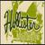 Static pixelated image with green and beige tones featuring stylized cursive text 'Hollister' over a leafy background.