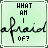 identical light green square icons with handwritten text 'afraid' and 'WHAT AM I OF?' in black script, each containing small white dots that animate into green sparkles