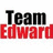 A split- image with 'Team Edward' text and a grayscale photo of a smiling person on the right, alongside stacked black-and-white text blocks reading 'EDWARD'S HAWT! WISH HE WAS MINE!' on the left