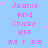 Light blue background with pink text reading 'Joanie And Chase BFF we r sis' repeated in a pattern, surrounded by small pink and light purple stars