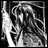 Black-and-white pixelated image of a character with long hair and a tree-like background, alongside text reading 'AnimeIM' and 'com' on a dark field.