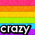 A static image with a rainbow striped background, a yellow smiley face, and text overlays including 'crazy' and 'smile' on the left, and 'merry=' and 'bbbff' on the right.