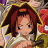 Pixelated anime-style character with brown hair and light skin, wearing a white top, set against a colorful background with yellow and red elements.