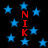 Black background with scattered blue stars and vertical red text reading 'NIKK' in three