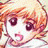 A 48x48 pixel animated buddy icon featuring a split composition with an anime-style character on the left and text elements on the right against a black background.