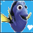 Animated blue fish with yellow fins and white eyes, displaying multiple expressions including smiling, neutral, and surprised poses against a solid light blue background.